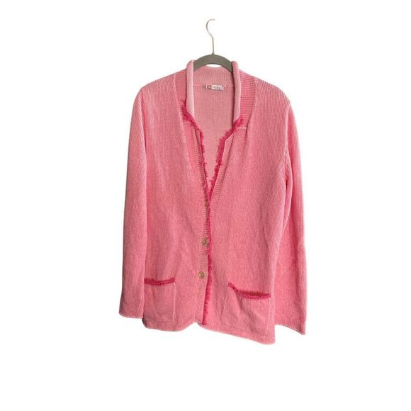 Giorgio’s Palm Beach, pink 100% cotton three buttons Cardigan size 48/XL - Picture 1 of 4